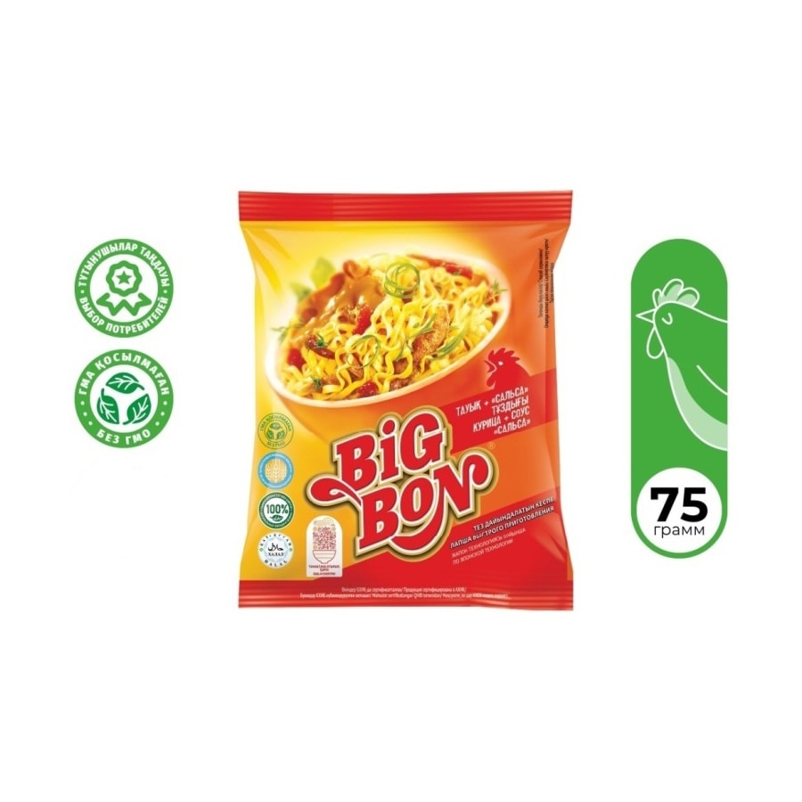 Big Bon лапша курица+соус сальца 75 г.